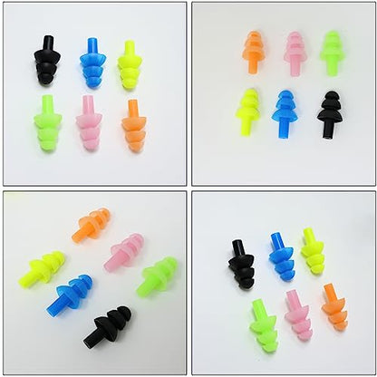 Honbay 6Pairs Reusable Silicone Swimming Earplugs Soft and Flexible Ear Plugs for Swimming, Learning, Hearing Protection, Concerts, Airplanes, Shooting, etc