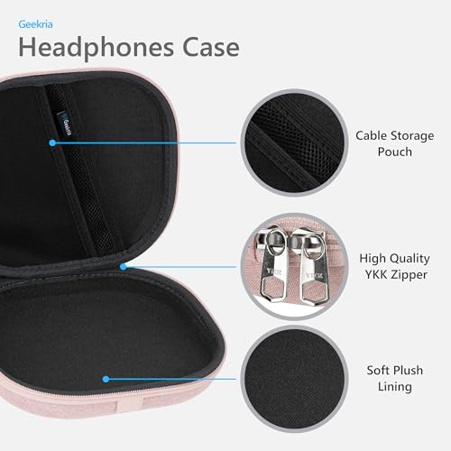 Geekria NOVA On-Ear Headphones Case Compatible with JBL Tune 510BT/660NC/560BT/500BT, Jr 310BT, Replacement Hard Shell Travel Bag with Cable Storage (Pink) - color: Pink