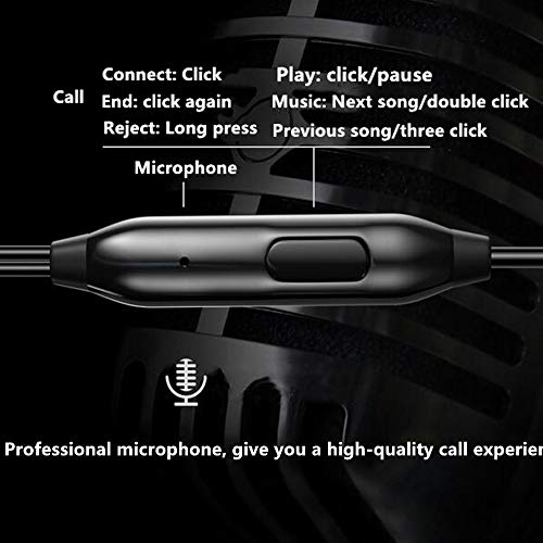Single Earphone One Side Earplugs with Microphone 3.5mm Plug Single Earbud Stereo Sound Reinforced Cord Compatible with Smartphone MP3,Radio