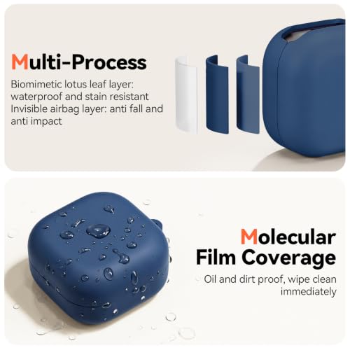 Inesore for Galaxy Buds 4 Pro & Galaxy Buds 4 Case (Navy Blue) | Skin Friendly Silicone Material, with A Multifunctional Cleaning Pen Tool and Keychain, Scratch Resistant, Slip Resistant - color: Navy Blue