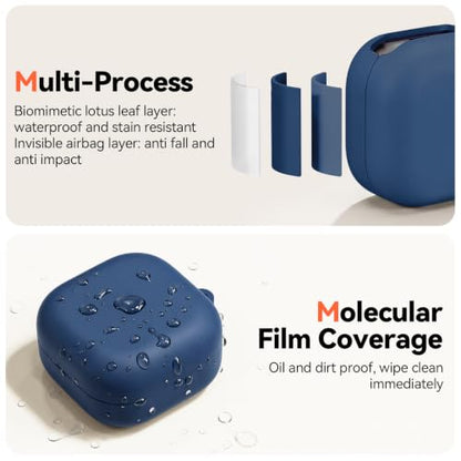 Inesore for Galaxy Buds 4 Pro & Galaxy Buds 4 Case (Navy Blue) | Skin Friendly Silicone Material, with A Multifunctional Cleaning Pen Tool and Keychain, Scratch Resistant, Slip Resistant - color: Navy Blue