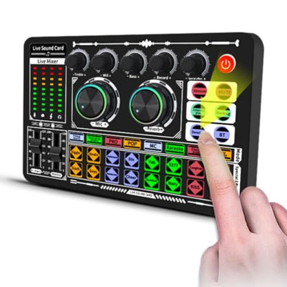 5V 1A F999 Live Sound Card Body with Rich Sound Effects Noise Reduction Portable Audio Mixer for Live Broadcast Podcast