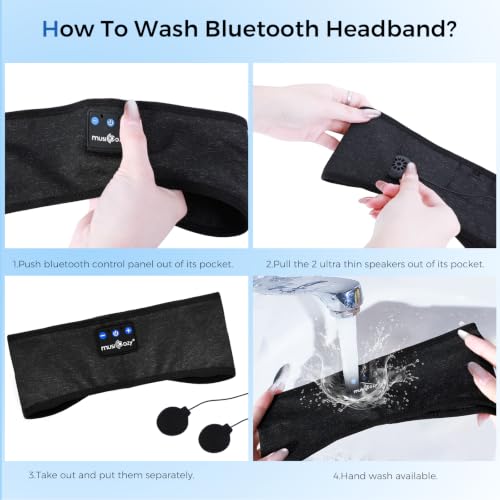 LC-dolida Sleep Headphones Bluetooth Headband Mask, Sweat Resistant Sports Wireless Earphones, Ultra-Thin HD Stereo Black Headband Speaker Sleeping Eye Mask for Women Men Teen Running Cool Gadgets - color: Star Black