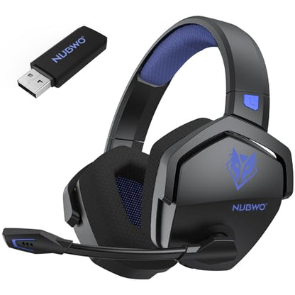 NUBWO Wireless Gaming Headset with Mic for Ps5 Ps4 PC, Zero Interference, 100-Hour Battery All-Day Play, 23ms Sync for Fortnite & Call of Duty/FPS Gamers, Triple Mode All Devices Compatible - Blue - color: Blue