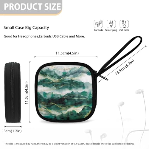 Green Portable Wireless Headphone Case, Earphone Storage Bag Carrying Case, Earbud Holder with Handle - color: Green