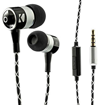 Kicker EB54 Wired Earbuds with Microphone | Great Gaming Earphones for PC, iOS & Android | Noise Cancelling Earbuds Wired with 3.5mm Plug | 53.15-Inch Cable with in-Line Mic and Control Button - color: EB54