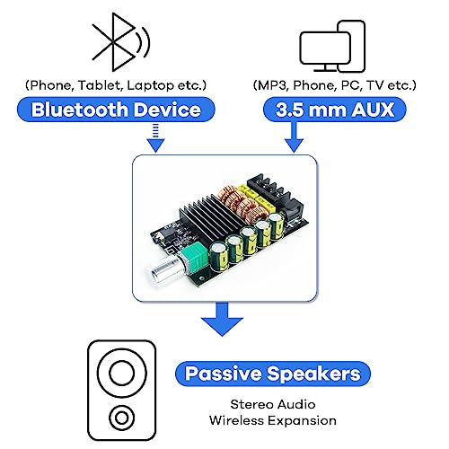 Hosyond 200W Bluetooth 5.0 Amplifier Board TPA3116D2 100W+100W Stereo Dual Channel Mini Amp Board Audio Receiver for Home DIY Speakers