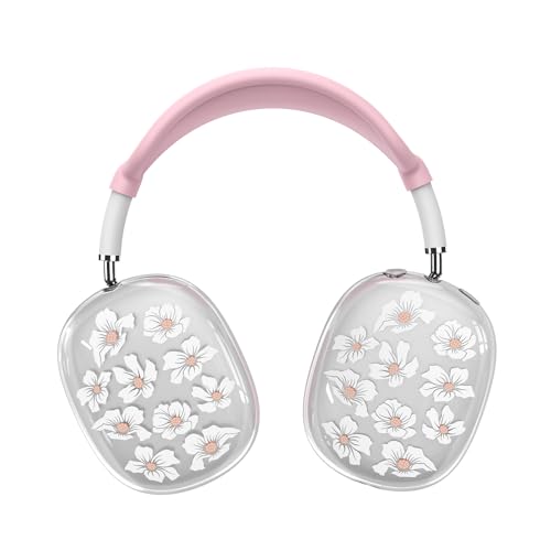 for Apple AirPods Max,Clear Flower Soft TPU Case for Women Girly,Lily | Ear Pad Case Cover/Ear Cups Cover/Headband Cover for AirPods Max Headphones (2024/2020)Transparent AirPod Max (USB-C) - color: Lily