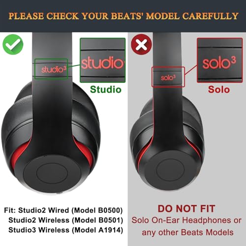 Earpads for Beats Studio 3 & Studio 2 Over-Ear Headphones - Black | Do Not Fit Beats (Studio Pro, Monster Studio, Solo On-Ear) - color: Black