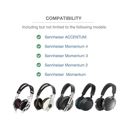 Headband Cushion Cover Compatible with Sennheiser ACCENTUM, Momentum 4, Momentum 3, Momentum 2,Momentum Over/On Ear Headphone, 6mm Thick Cushion, No Wobble Zipper Slider, with Hanging Loop