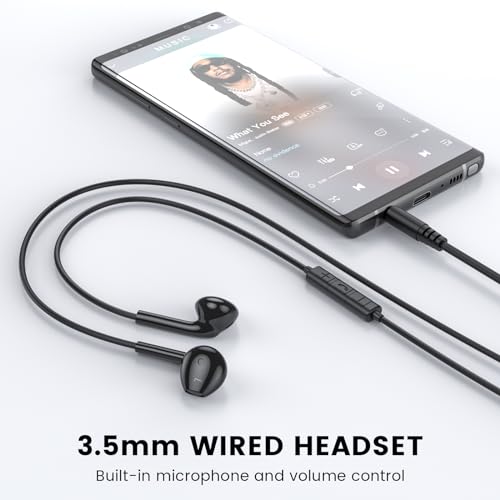Wired Earbuds with Microphone,Wired Earphones in Ear Headphones HiFi Stereo | 3.5mm Jack in Ear Headphones with Microphone iPhone/Samsung/Android/MP3/MP4/Computer/Laptop,for school,office,gaming,travel - color: Black, size: 1 pack