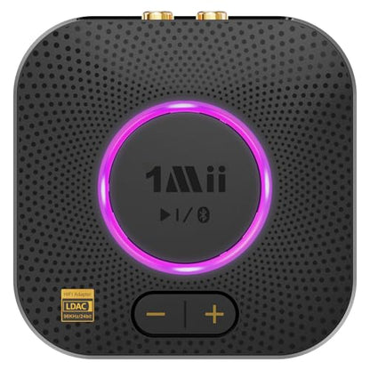 1Mii B06S+ LDAC Bluetooth 5.3 Receiver for Home Stereo Hi-Res Music Streaming, Hi-Fi Wireless Audio Adapter with aptX HD/LL, Long Range, Volume Control, RCA/3.5mm AUX Outputs - color: B06S+