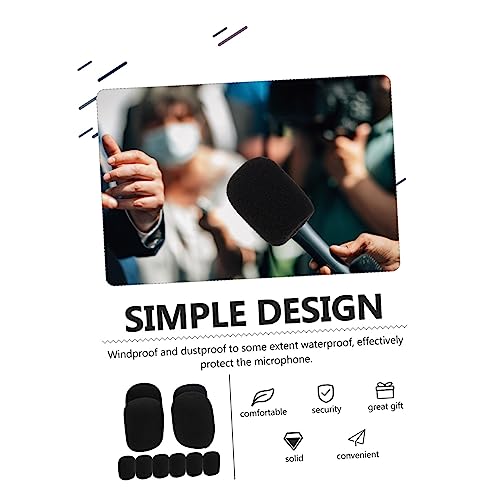 10 Pack Sponge Mic Windscreens for Handheld Microphones Black