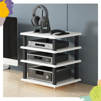 Desktop Audio Rack Stereo Cabinet 2 3 4 Tier AV Media Stand Desktop Amplifier Audio Rack for Home Theater，Office，Gaming Room(White,4-Tier) - color: White, size: 4-Tier