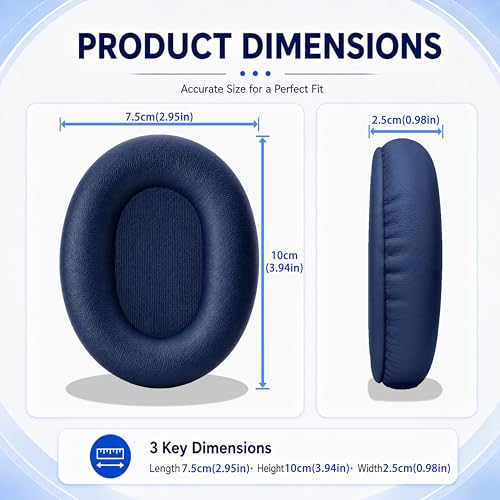 Replacement Ear Pads for Sony WH-XB900N/WH-CH710N/WH-CH720N/WH-RF400/MDR-RF895RK Headphones, Extra Thick Ear Cushions with Protein Leather＆Memory Foam - color: Blue