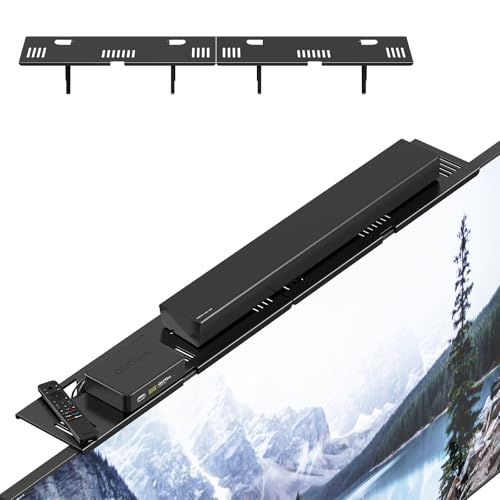 CABTE Adjustable Steel TV Top Shelf, Floating TV Stand for Soundbar | Universal Monitor Shelf for Game Console, Cable Box, Router Shelves (33.86X4.72inch) - style: 33.86X4.72inch