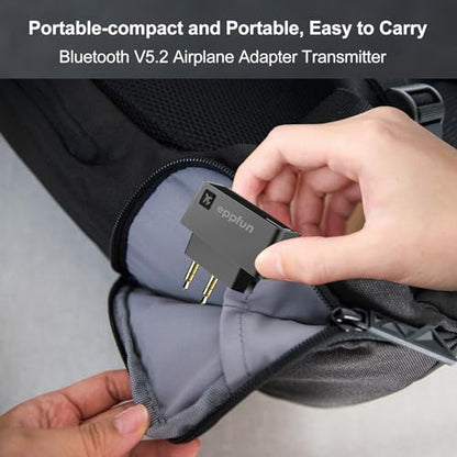 Professional Bluetooth 5.2 Transmitter for Airplane, Dual Connection Wireless Audio Adapter with aptX Low Latency/Aptx HD for Earbuds/Headphones
