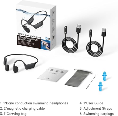 Bone Conduction Headphones Swimming,IP68 Waterproof,Bluetooth 5.4, Built-in 32GB TF Swimming Headphones Underwater Music Player, Open Ear Bluetooth Earbuds