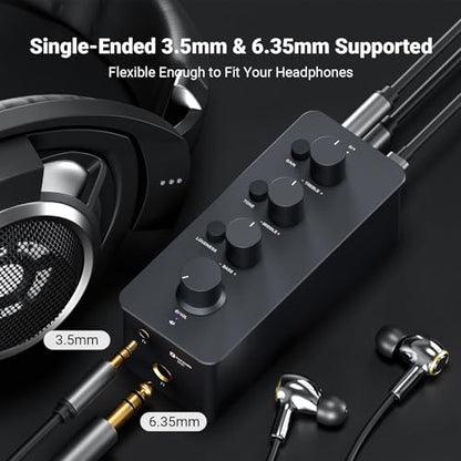 Fosi Audio SK01 Headphone Amplifier Equalizer Preamp with Bass Midrange Treble Tone Control and Loudness Compensation Portable Class A Analog Amp for Electric Guitar Instrument with 3.5mm 6.35mm Jacks