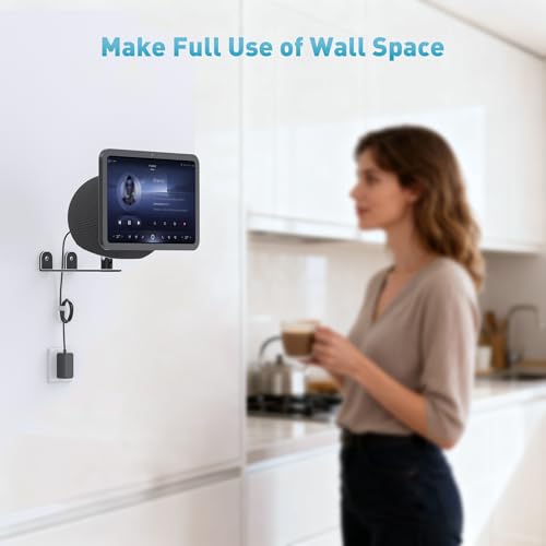Wall Mount for Echo Show 11 & Show 8 2025, Swivel 360°, Black | Aluminum, Tilt 20~80°, Easy Install, Durable, Echo Show 11 Wall Mount for Kitchen, Adjustable Echo Show 11 Wall Mount - color: Black