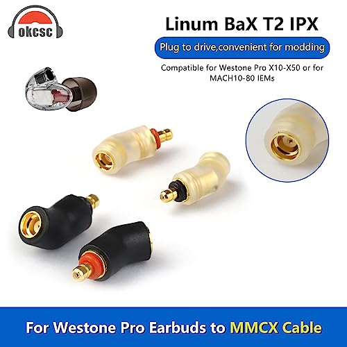 Westone Pro X10-X50 수 to MMCX 케이블용 어댑터, MACH10-80 또는 Linum BAX T2 헤드폰과 호환 가능, 무손실 사운드 품질, 헤드폰 컨버터 한 쌍, 투명 - color: 투명, size: mmcx