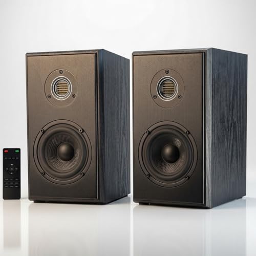 4 inches Active Bluetooth Bookshelf Speakers with AMT Tweeter | 60W Computer Speakers for Music and Gaming,2.0 Speakers for Desktop PC or Laptop, RCA,Optocal,HDMI ARC And USB Input - size: 4 inches