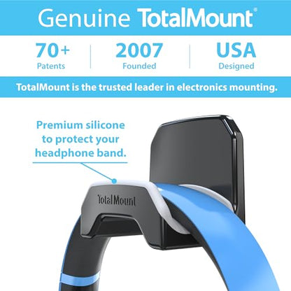 TotalMount Gaming Headset Hanger – Removable Adhesive Strips (Black) | Designed in the USA – Easy, Damage-Free Wall, Desk, or PC Mounting (Headphone Hook With Premium Silicone Cradle) - style: Premium Black