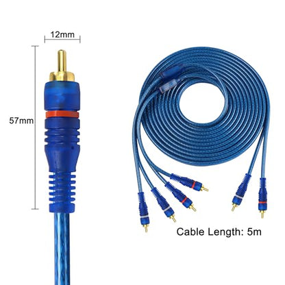 MEIRIYFA RCA Car Audio Cable Y Splitter Adapter Cord 2 Channel to 4 Channel RCA Car Audio Interconnect Cable 2 Male to 4 Male Twisted Pair Cable OFC Full Shielded with Noise Reduction (5M) - size: 5 meters