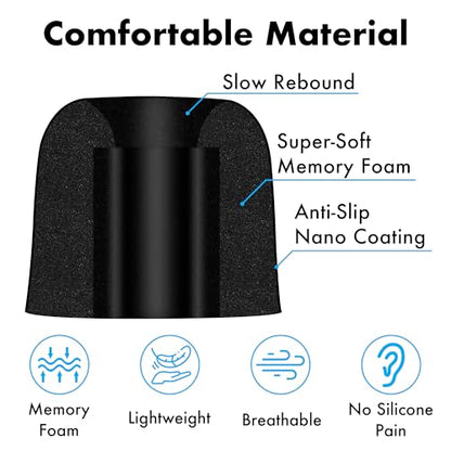 Cyberguys! Memory Foam Ear Tips Replacement for DEWALT Earbuds | Noise-Isolating Foam Earbud Tips, Fits 5.0–5.2mm Nozzle, Soft Comfort, Enhanced Bass Seal, 3 Pairs with Storage Case
