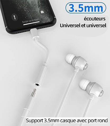 Lightning to 3.5mm Headphone Jack Adapter 2 Pack for iPhone 14 13 Earphones AUX Audio Cable for Apple MFi Certified Car Headphone Accessories Splitter for iPad Pro Air 3,5mm