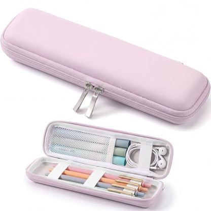 Mudder Pink Hard Shell Slim Pencil Case Small Pen Bag - color: Pink