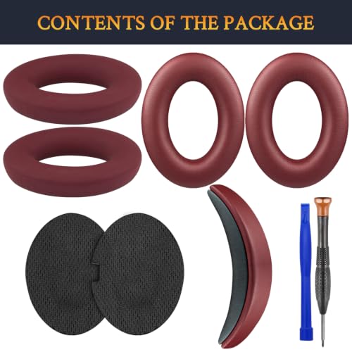 SOULWIT Replacement Kit for Bose QC15/QC2 QuietComfort Headphones, Ear Pads Cushions + Headband + Silicone Earpads Cover Protector - Burgundy - color: Burgundy