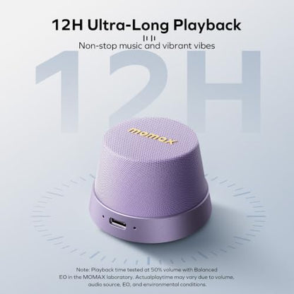 MOMAX Magnetic Portable Wireless Speaker, Enhanced Bass & Clear Sound | IPX6 Waterproof with Aluminum Alloy Design & 12H Playtime for Travel, Shower, Kitchen & More - color: Purple