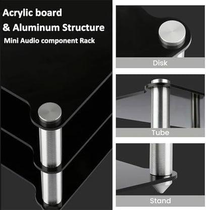 Mini Acrylic Audio Component Rack, Open 2-Layer Rack Aluminium Holders, Small Desktop Multimedia Storage, 3kg Load Capacity, for HiFi Audio Equipment Dac Amplifier Amp - color: B
