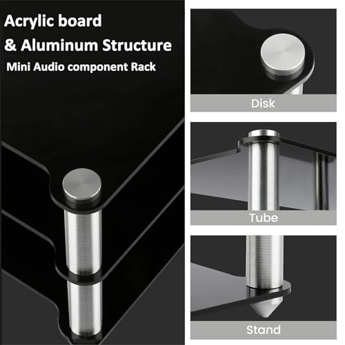 Mini Acrylic Audio Component Rack, Open 2-Layer Rack Aluminium Holders, Small Desktop Multimedia Storage, 3kg Load Capacity, for HiFi Audio Equipment Dac Amplifier Amp - color: B