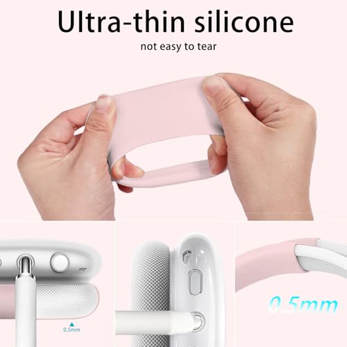 Silicone Case for AirPods Max Headphones, Clear Star Soft TPU Ear Cups Cover/Ear Pad Cover/Headband Protection for Apple AirPods Max USB-C/Lightning (2024/2020) (Pink) - color: Pink