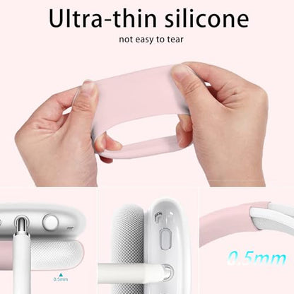 Silicone Case for AirPods Max Headphones, Clear Star Soft TPU Ear Cups Cover/Ear Pad Cover/Headband Protection for Apple AirPods Max USB-C/Lightning (2024/2020) (Pink) - color: Pink