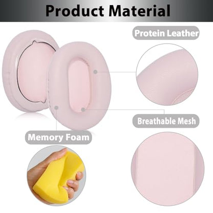Adhiper Replacement Ear Pads for Sony WH-CH720N, WH-CH710N - Pink | for Sony Headphones Replacement Ear Pads with Protein Leather & High-Density Memory Foam - color: Pink