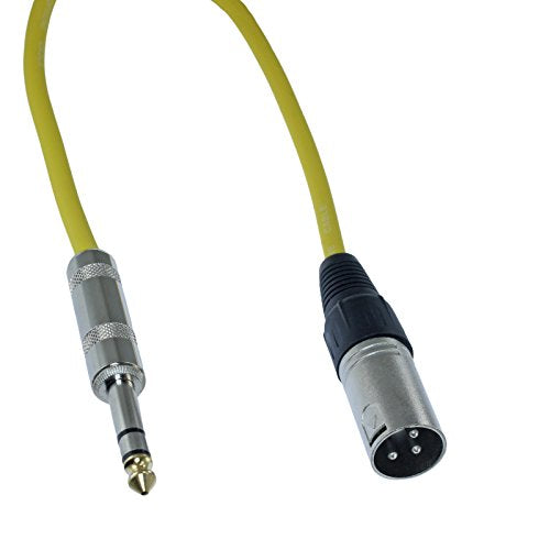 1/4" TRS to 3 Pin XLR Male Pro Audio Patch Cable Balanced and Shielded (6 Foot Feet ft Long, Yellow) - color: Yellow, size: 6 ft long