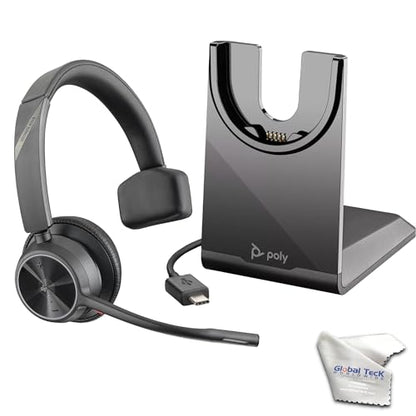 Poly Voyager 4310 - UC Wireless Bluetooth Mono Headset (USB-C) Teams with Charge Stand - Bundled with GTW Microfiber Cloth - Compatible with Deskphone, PC/Mac, Works with Zoom, RingCentral, Vonage