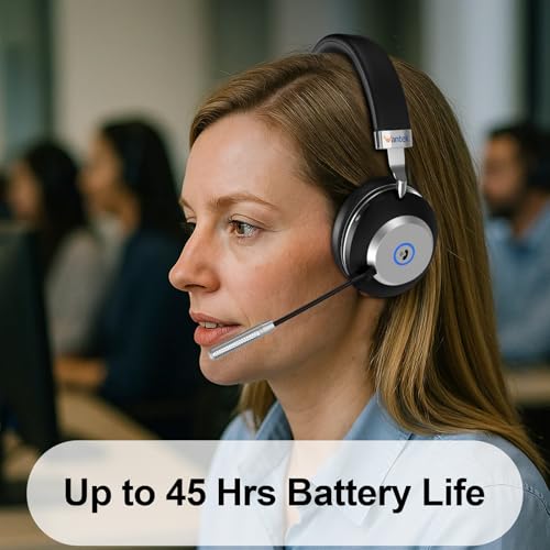 Wantek Wireless Headset with Microphone for Work,Bluetooth Headphones with Noise Cancelling Microphone,USB Dongle&Mic Mute for Home,Office,Call Center,Computer,PC,Laptop - color: Ultra Black