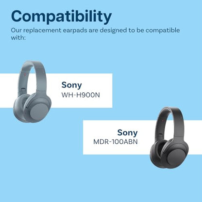 Ear Pads Replacement for Sony WH-H900N / Sony MDR-100ABN Noise Cancelling Headphone by MMOBIEL - Memory Foam and Protein PU Ear Pad Cushions - Noise Isolation Earpads Replacement – Black
