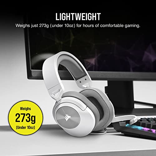 Corsair HS55 Stereo Gaming Headset (Leatherette Memory Foam Ear Pads, Lightweight Construction, Omni-Directional Microphone, Multi-Platform Compatibility with Included Y-Cable Adapter) White (Renewed)