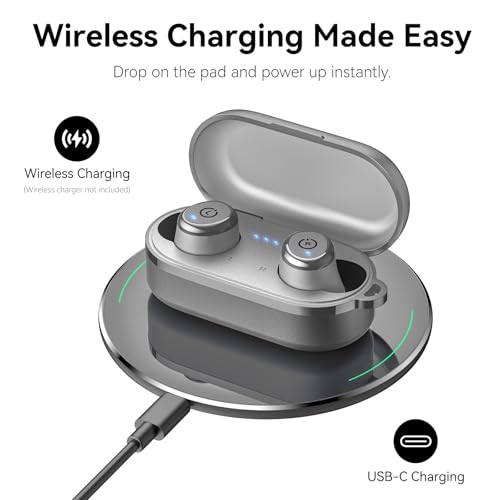 TOZO T10 Wireless Earbuds Powerful Bass Stereo Wireless Charging, APP, IPX8 | Waterproof, 55H Playtime, Ergonomic Design In Ear buds, App Customize EQ, Bluetooth 5.3 Headphones for Work, Travel, Gray - color: Matte Gray