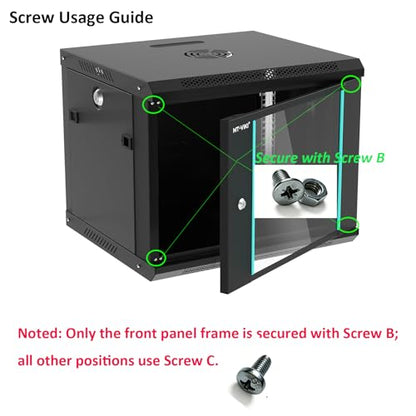 MT-VIKI 9U Wall Mount Server Cabinet Network Rack Vented Enclosure, 0.8mm Thick, 17.7'' Deep (450mm), for 19'' IT Equipment, Included 1pcs Rack Shelf - size: 9U