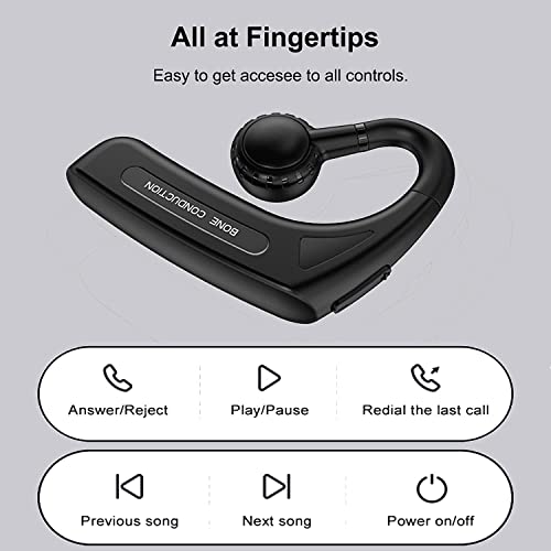 Open Ear Headphones Wireless Bluetooth Single Bone Conduction Wireless Earbuds with Earhooks Bone Conduction Headphones Bluetooth Head Set Earphones IPX5 Waterproof Long Battery Life Earpiece Black - color: Black