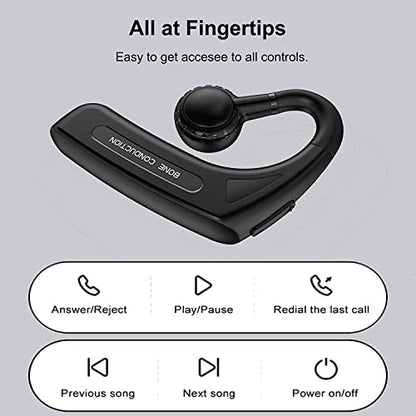 Open Ear Headphones Wireless Bluetooth Single Bone Conduction Wireless Earbuds with Earhooks Bone Conduction Headphones Bluetooth Head Set Earphones IPX5 Waterproof Long Battery Life Earpiece Black - color: Black