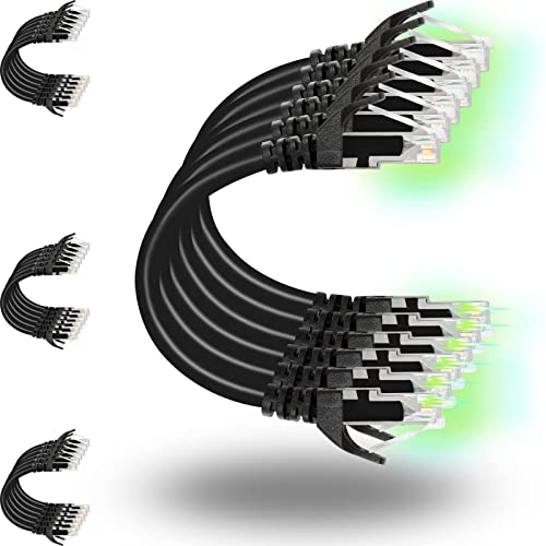 Rapink Patch Cables Cat6 1ft (24 Pack), Ethernet Patch Cable 10G, Cat 6 Patch Cable for Patch Panel to Switch, Flexiable Cat 6 Ethernet Cable with Gold Plated Black - color: Black, size: 1FT, style: 24 Pack