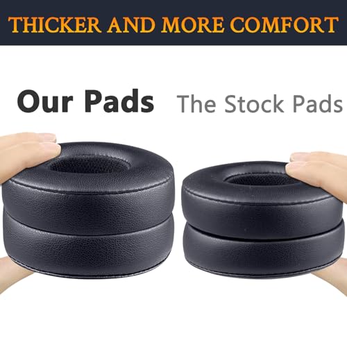 SoloWIT Earpads Cushions Replacement for Beats Solo 2 & Solo 3 Wireless On-Ear Headphones, Solo2 Solo3 Ear Pads with Soft Protein Leather, Added Thickness - Titanium - color: Titanium