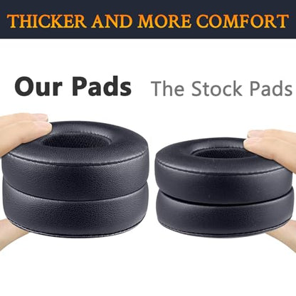 SoloWIT Earpads Cushions Replacement for Beats Solo 2 & Solo 3 Wireless On-Ear Headphones, Solo2 Solo3 Ear Pads with Soft Protein Leather, Added Thickness - Titanium - color: Titanium